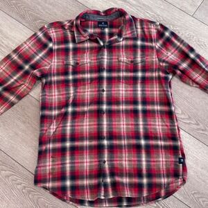 Roark Revival Flannel‎ Shirt Mens Large Red Plaid Cotton Casual Outdoors